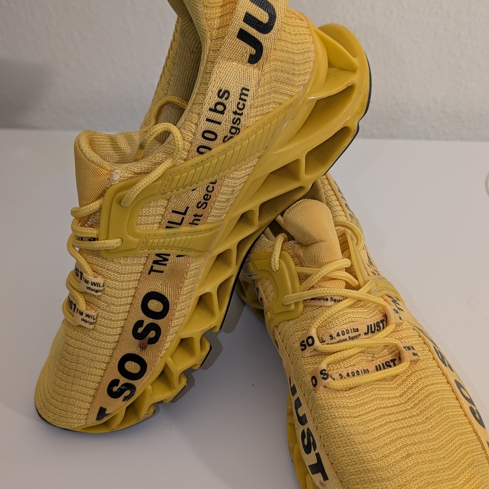 Yellow Athletic Mesh Sneakers with Bold Side Branding